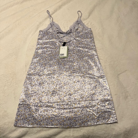 Dainty Floral Satin Slip Dress - Picture 2 of 8